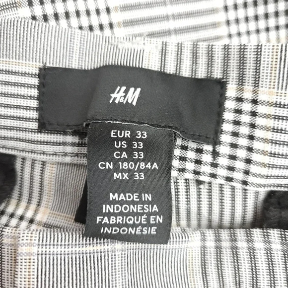 H&M Straight Leg Dress Pants Black Plaid High Rise Trouser - Picture 5 of 6